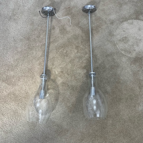 Chrome Modern/Contemporary Clear Glass Teardrop Chrome Pendant Light - Picture 13 of 13